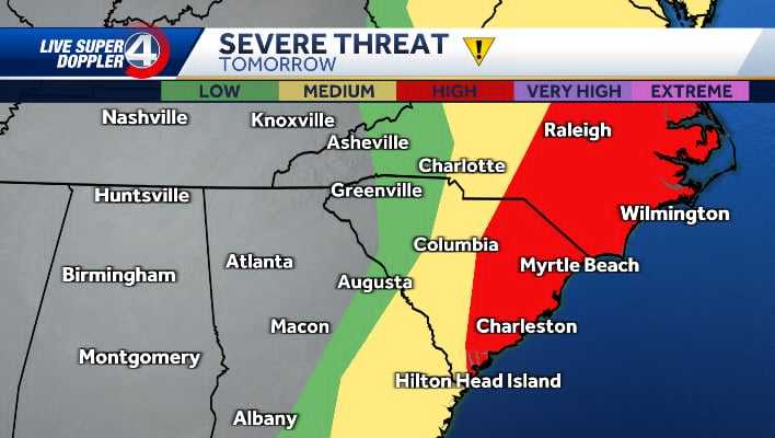South Carolina: System to bring rain, thunder, and gusty winds - WYFF