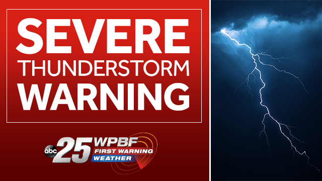 Severe thunderstorm warning for Palm Beach County