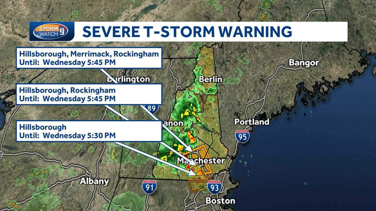 New Hampshire forecast: Severe thunderstorm warning issued - WMUR