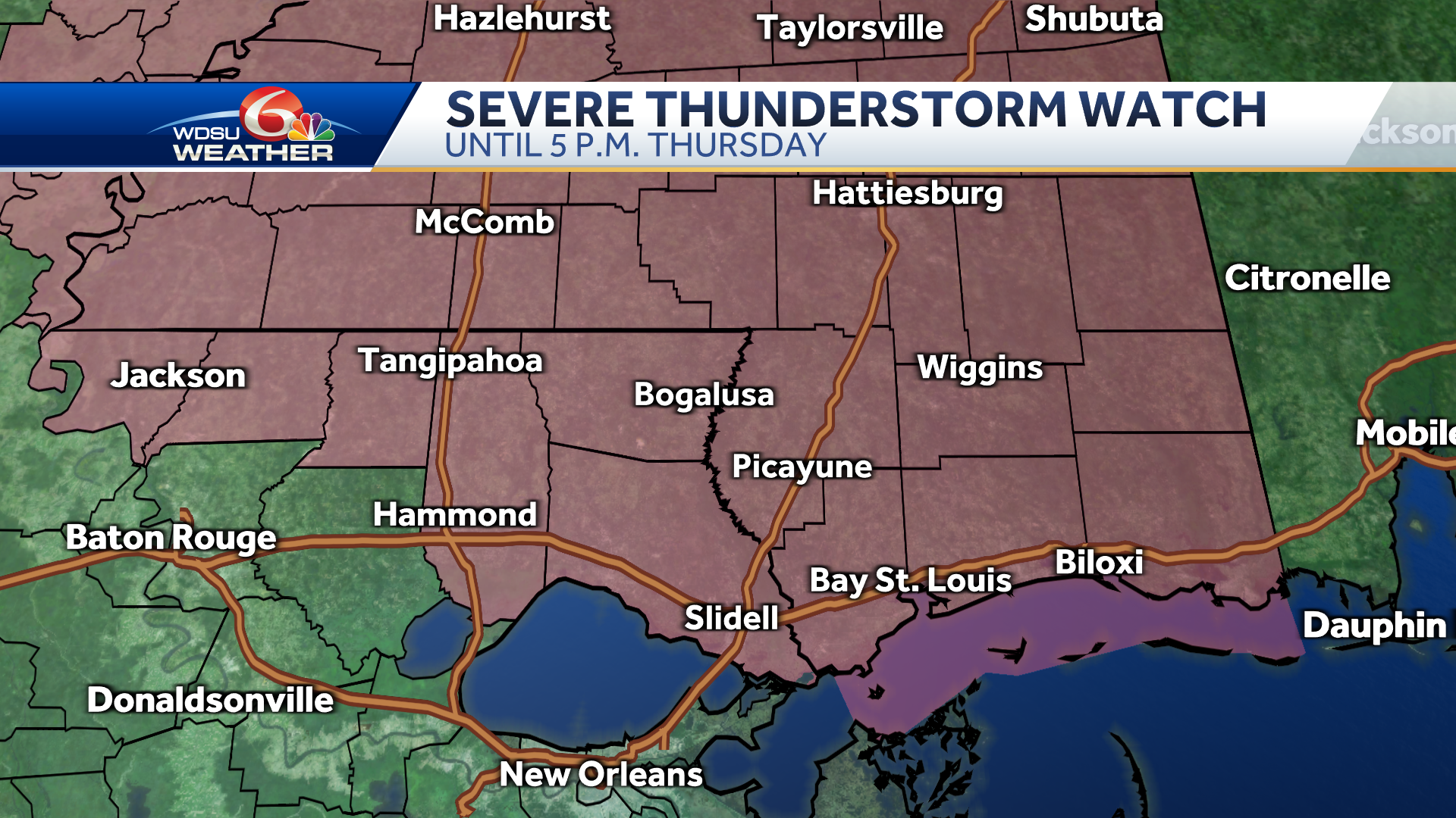 Louisiana New Orleans Severe Thunderstorm Watch