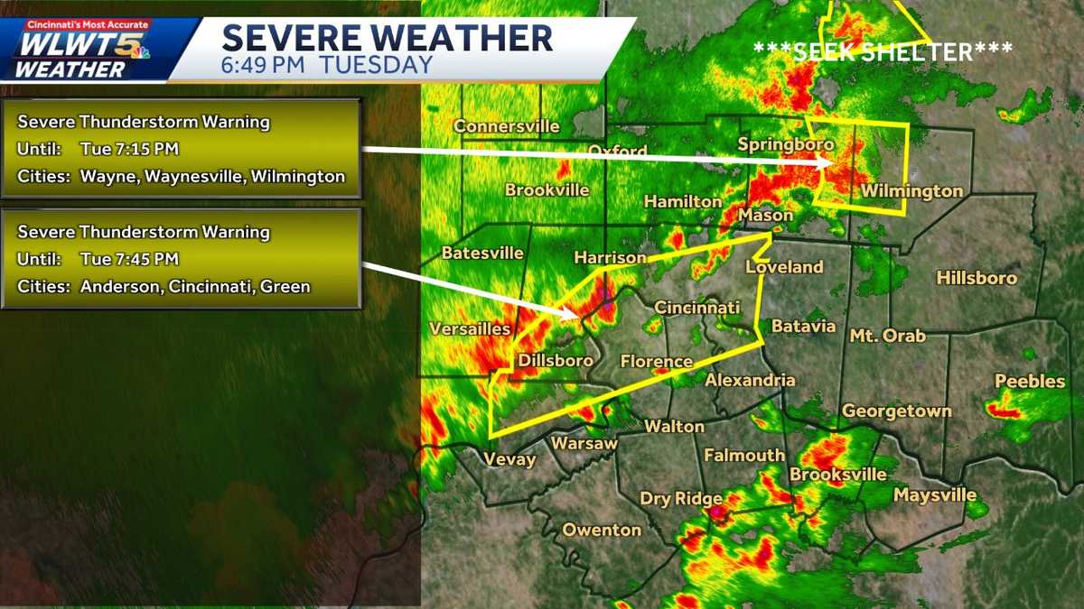 Extreme thunderstorm warnings in impact for Cincinnati area
