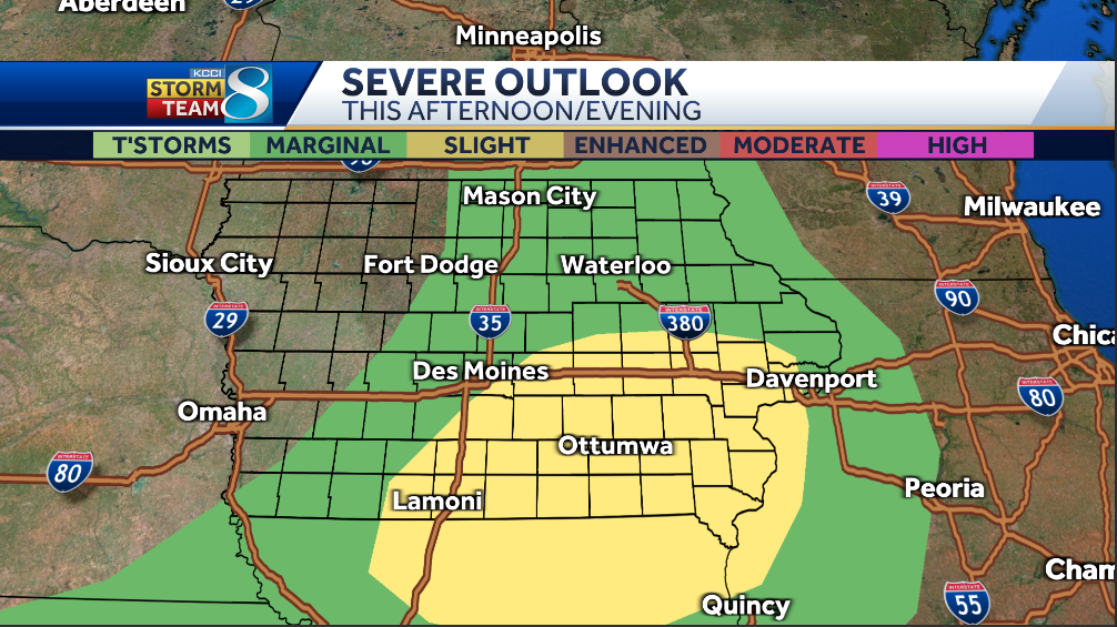 More chances for showers and thunderstorms this afternoon in Iowa