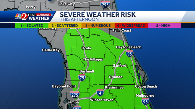 Strong to severe storms possible across Central Florida on Sunday