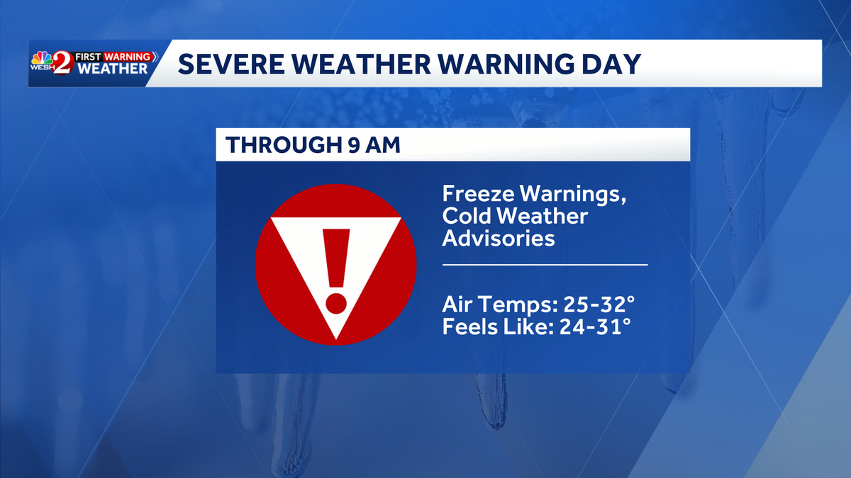 Coldest temps in years grip Central Florida; freeze warnings in effect