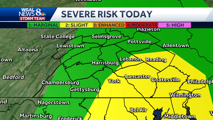 Storms may be strong to severe today