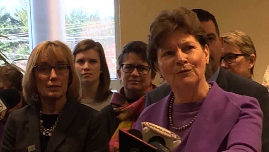 Sens. Maggie Hassan (left) and Jeanne Shaheen 