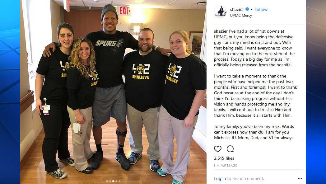 Steelers' Shazier released from hospital after spinal injury