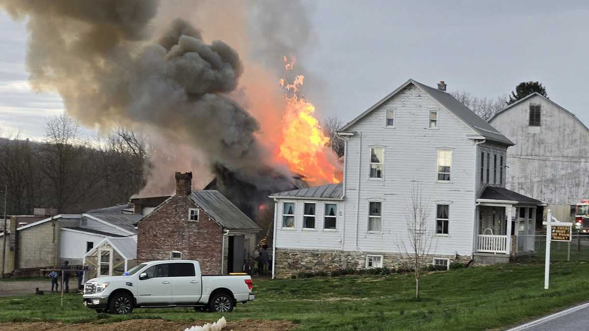 Crews battle shed fire in York County, Pa.