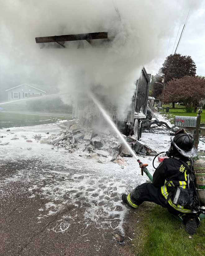 Shelburne garbage truck catches fire