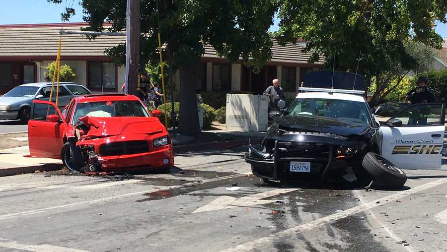 Sheriff patrol car and Dodge car involved in crash