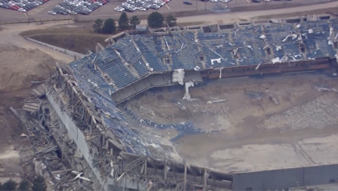 Detroit Lions' former home, Silverdome, implodes after second attempt