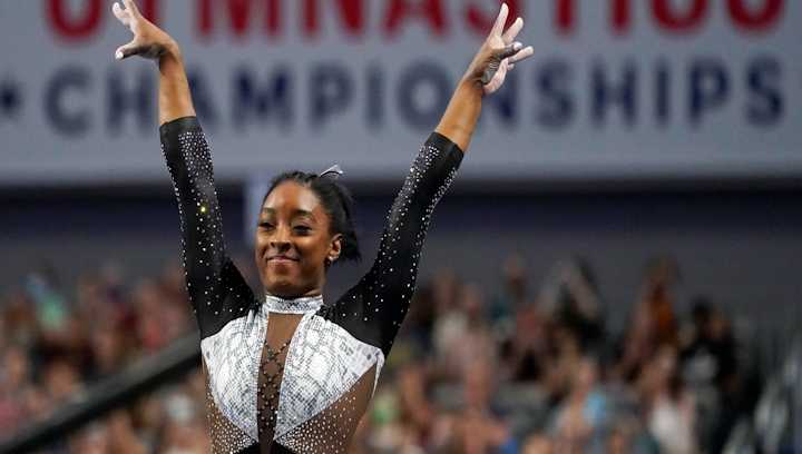 Simone Biles wins record seventh national women's all-around title