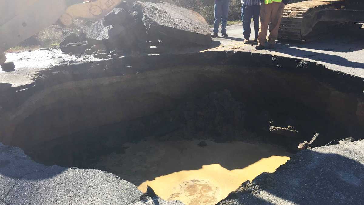 Large sinkhole being repaired near WilkesSurry county line