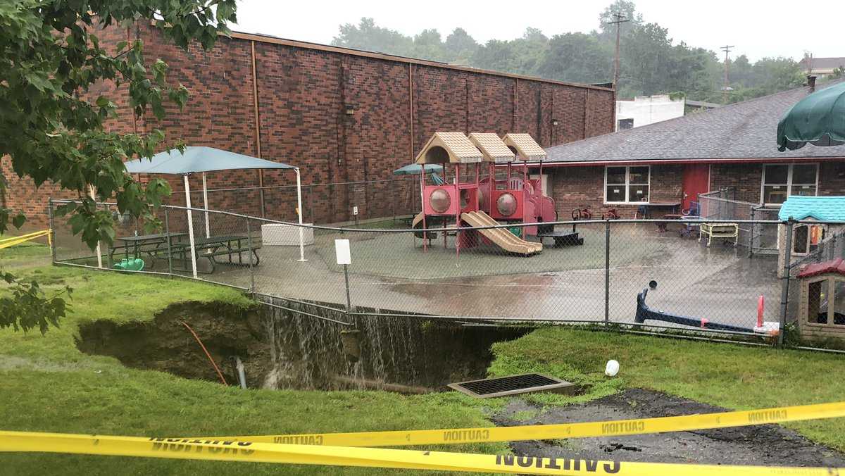 Large sinkhole opens up outside Kindercare in North ...