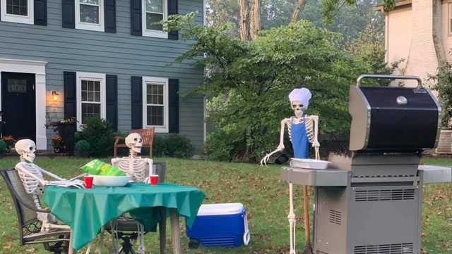 Ohio family's Halloween decorations include daily skeleton scene in front of house - Vimarsana News
