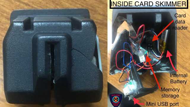 Yukon police are investigating after a credit card skimmer was found on a gas pump at a local gas station.
