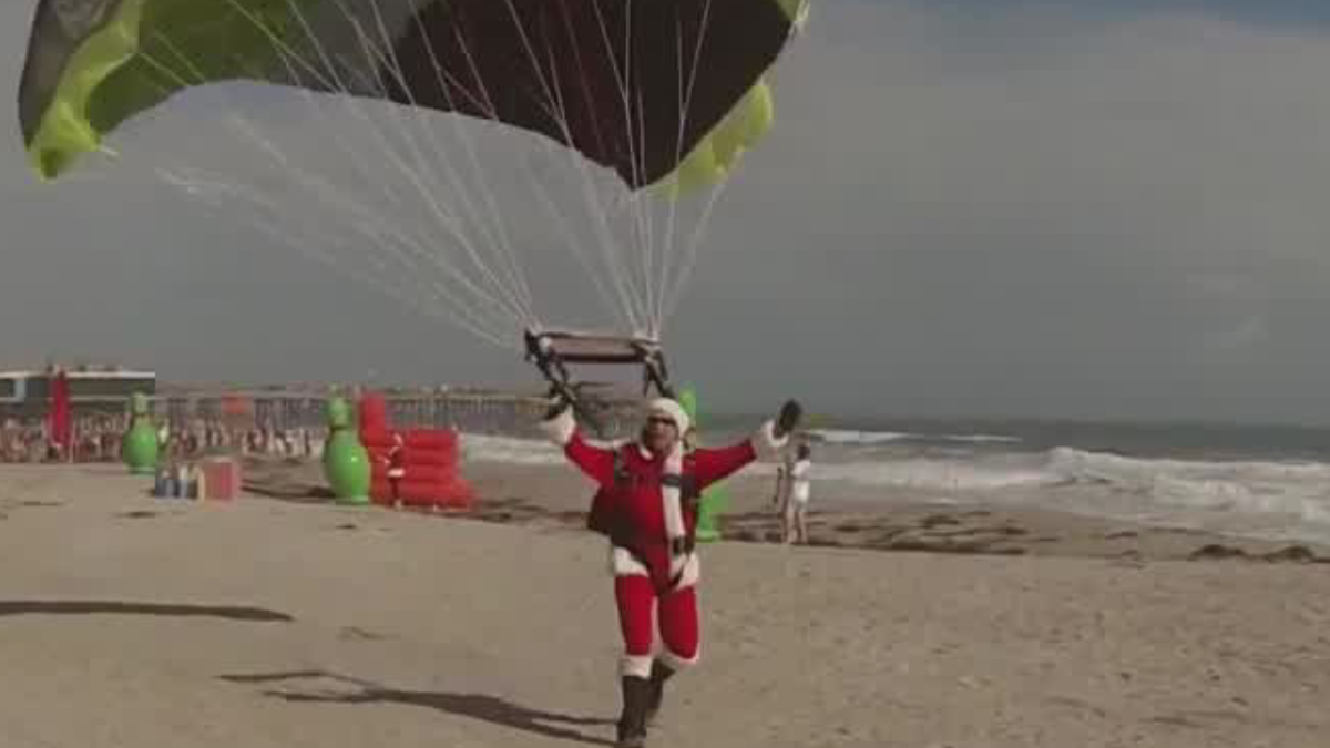 Skydiving Santa Hurt After Hard Landing On Cocoa Beach Skydiving Santa Hurt After Hard Landing