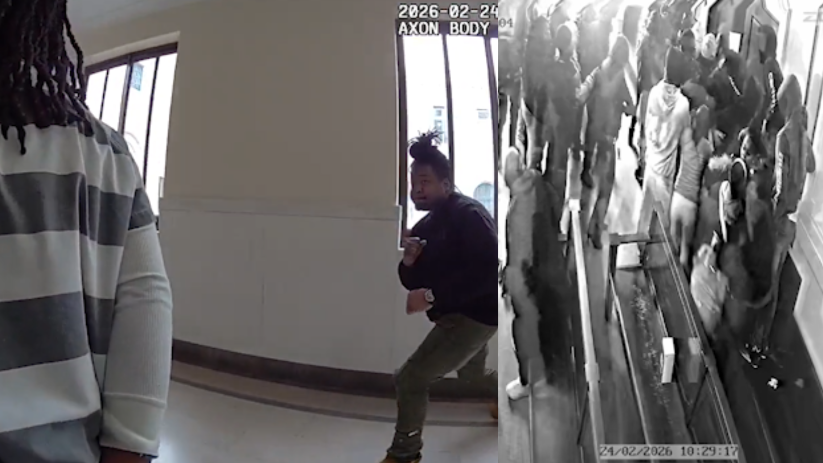 Video shows chaos erupt inside courthouse after suspect's plea deal