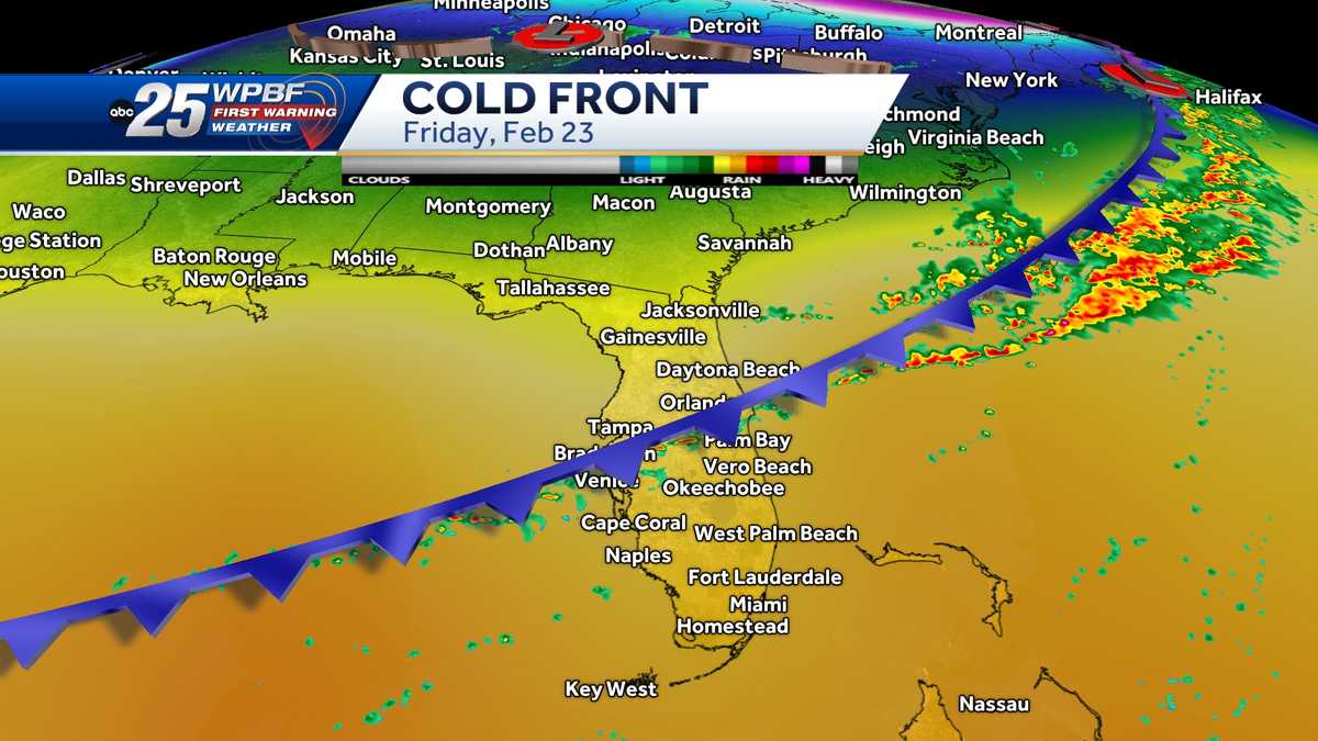 Tracking rain and cold front in South Florida