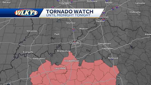 Southern counties in WLKY viewing area under tornado watch