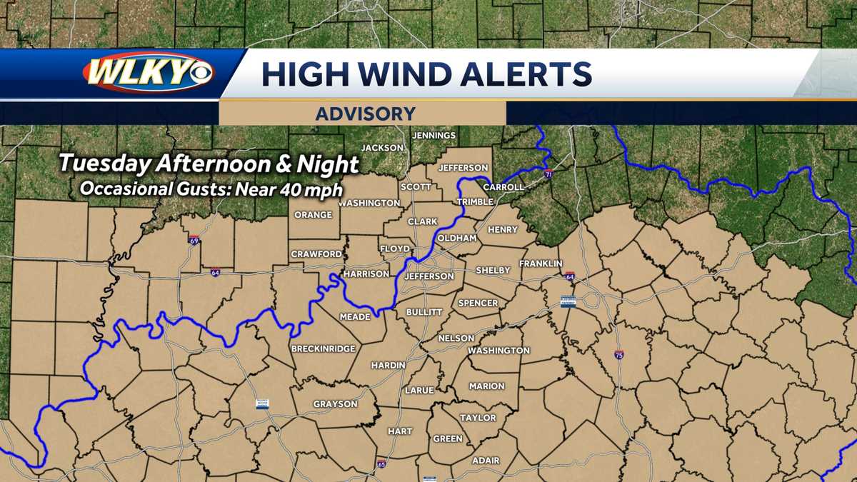 Wind Advisory issued for most of the Louisville region