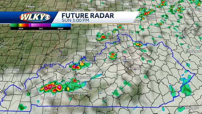 Louisville area to see scattered rain, storm chances Sunday