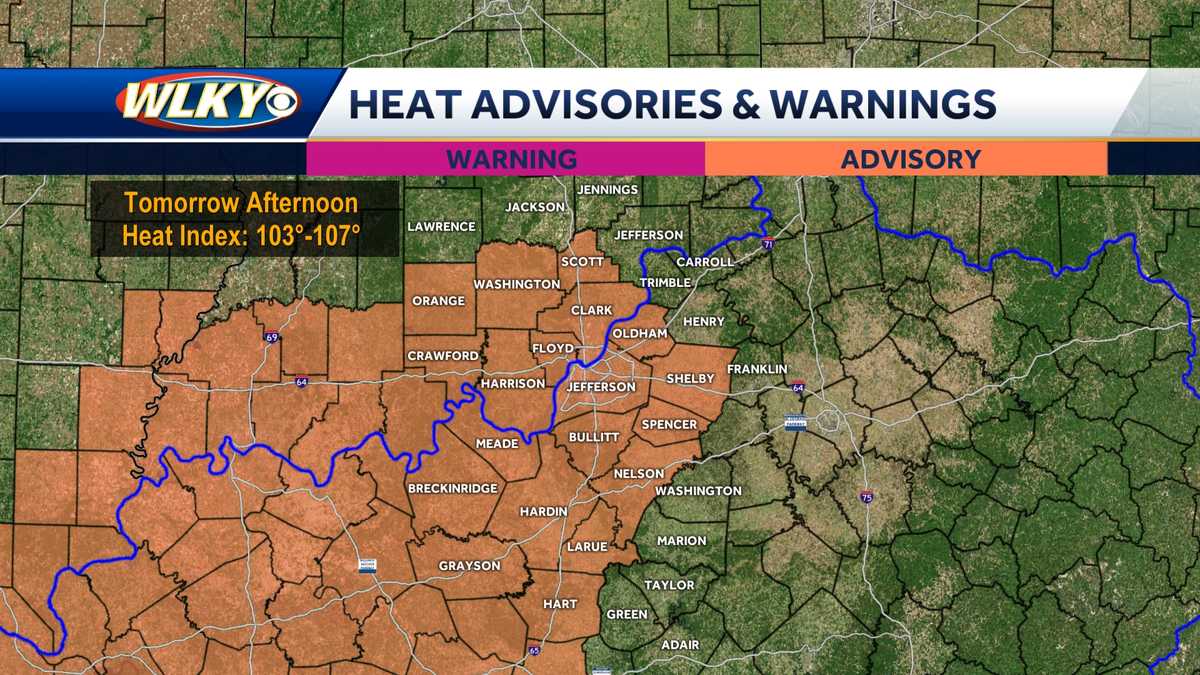 Heat advisory in effect for Louisville area Wednesday