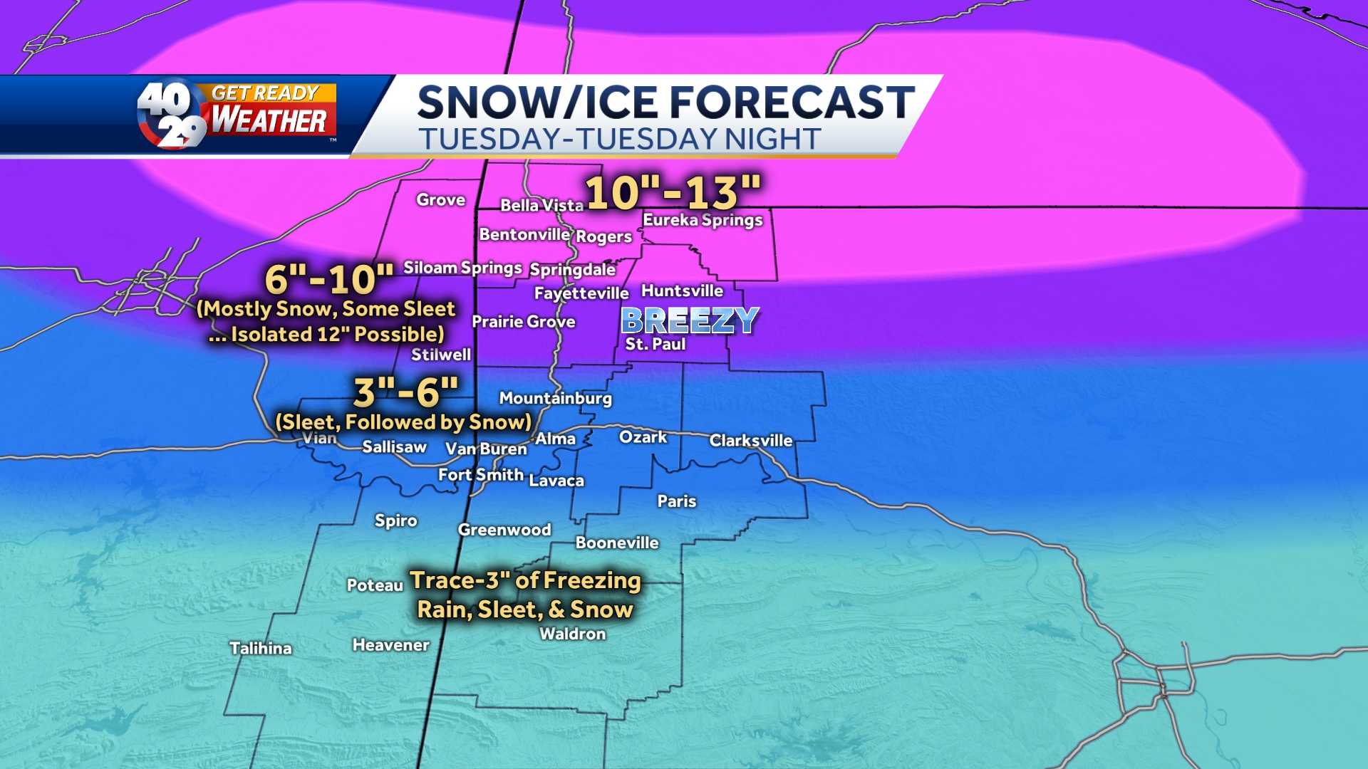 Latest timing of the winter weather in Arkansas - KHBS