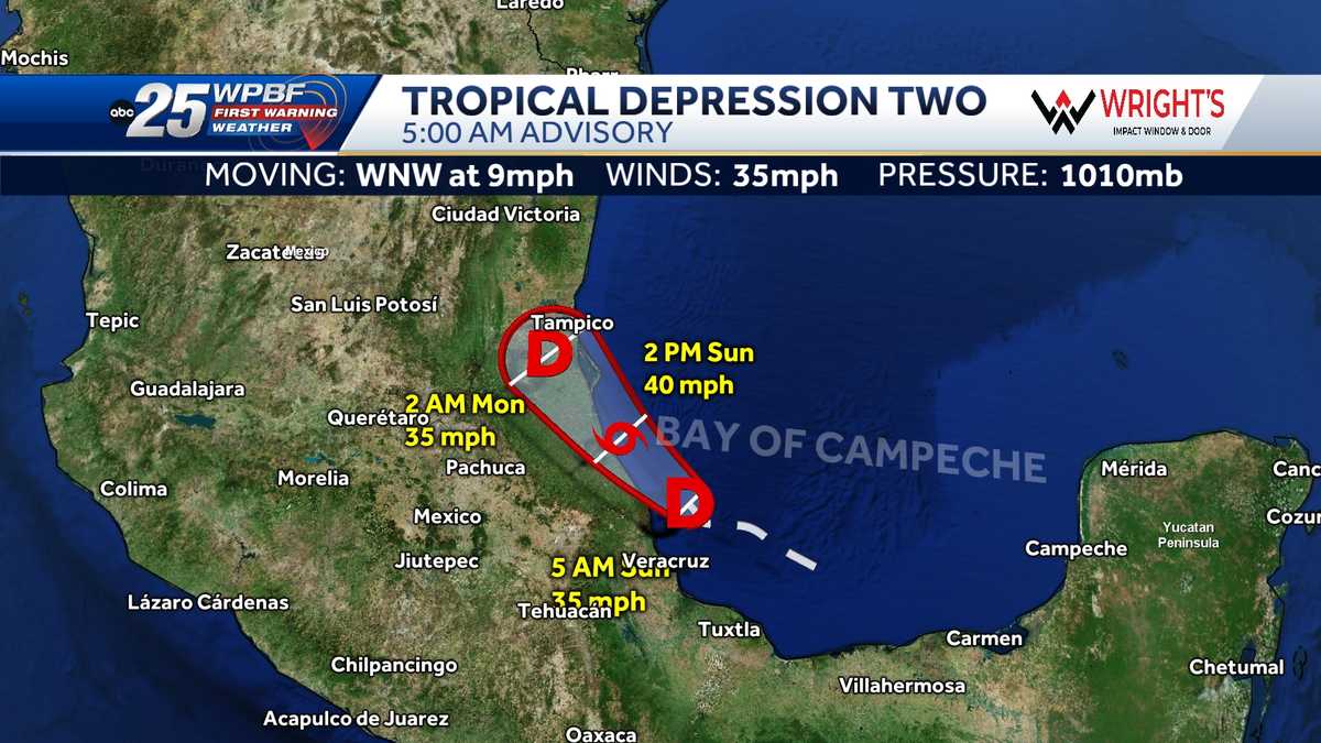 Area being monitored for tropical development over southwestern Yucatán Peninsula
