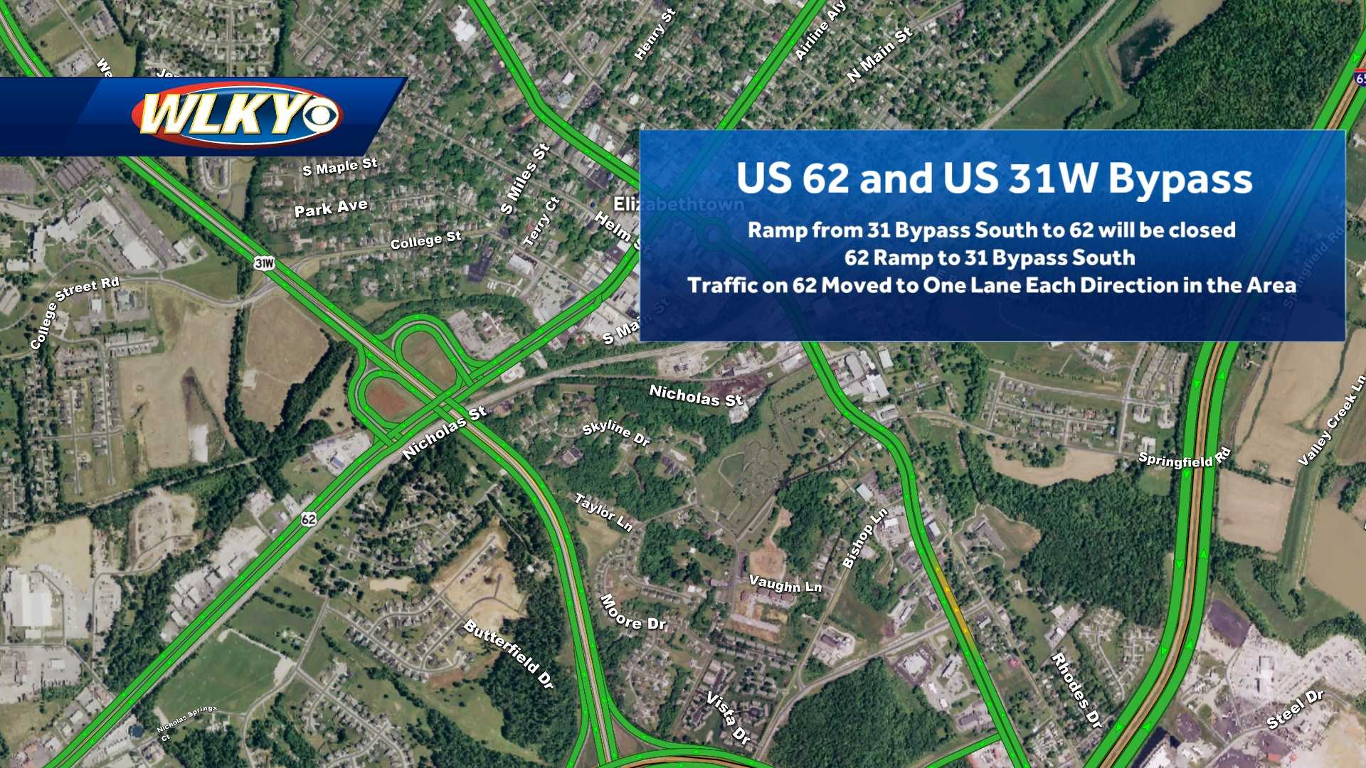 Traffic alert: US 62 and US 31W bypass interchange road work