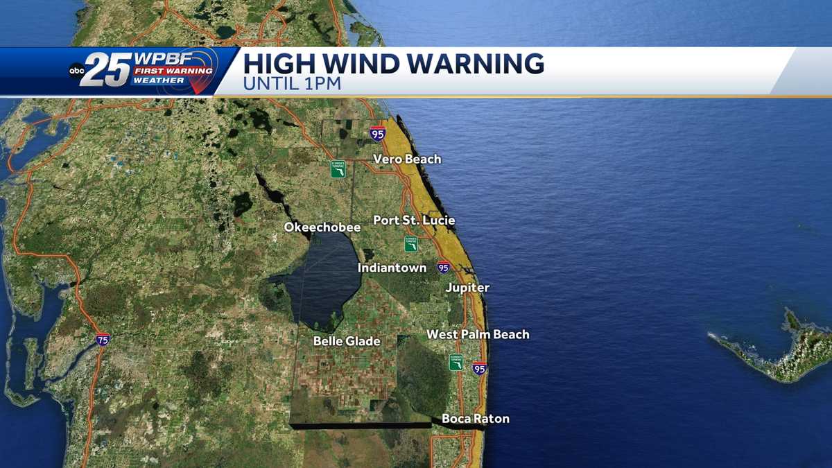 High wind warning in effect for coastal Treasure Coast