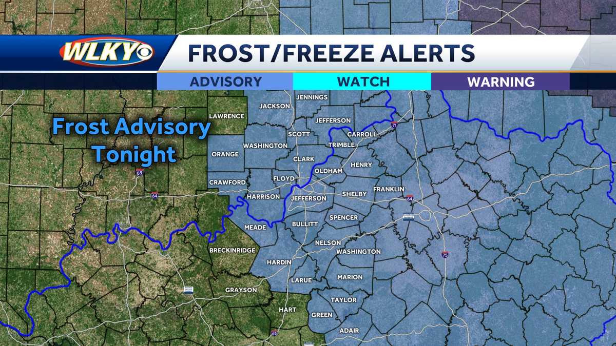 Frost Advisory Sunday night into Monday morning for Louisville area
