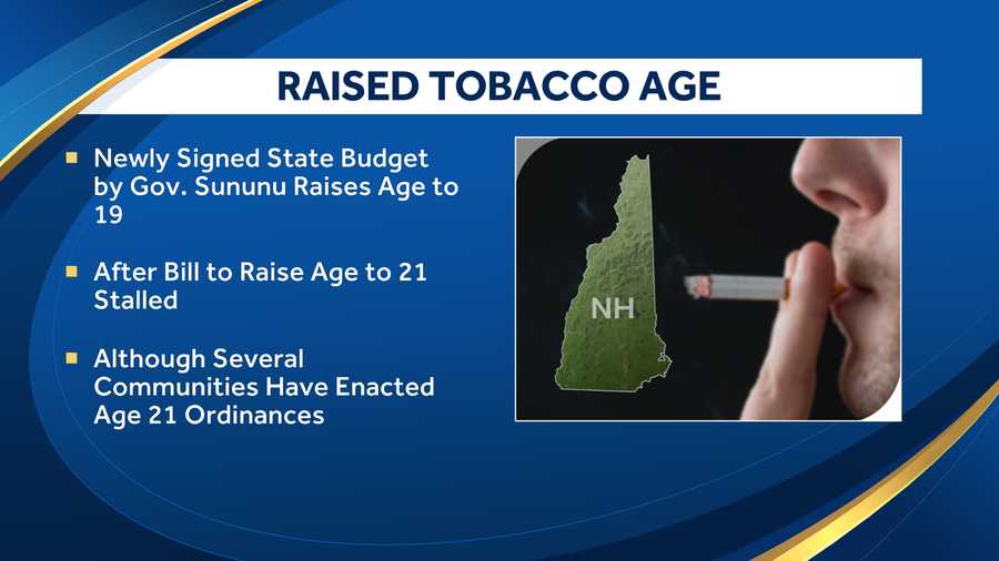 new hampshire tobacco age New Hampshire state budget raises smoking age to 19