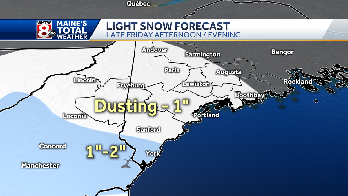 Snow to fall just in time for Friday evening commute across Maine