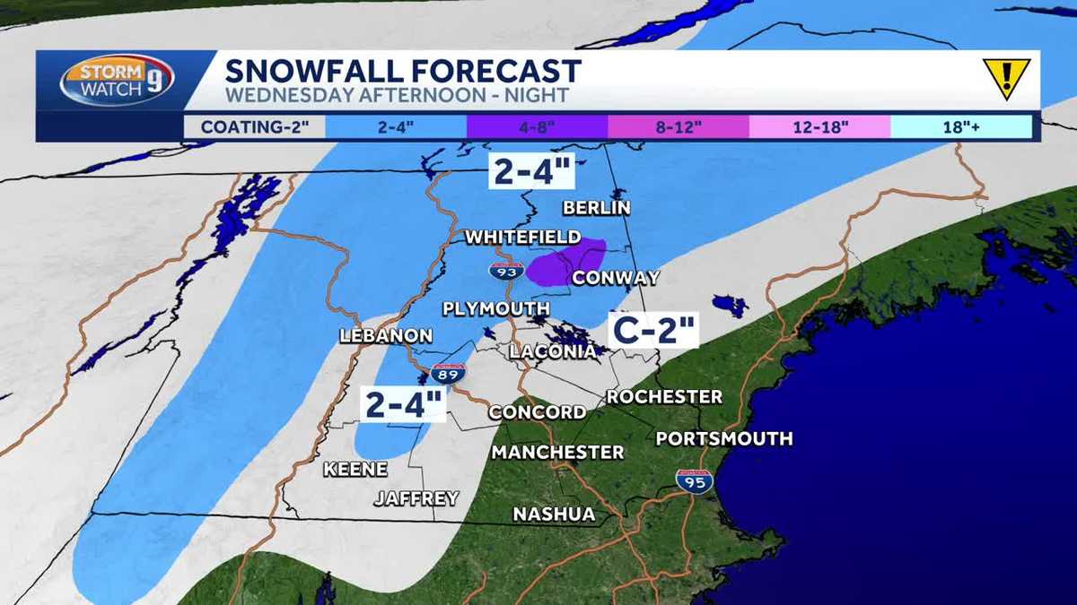 Light snow accumulation for some in New Hampshire; Rain likely for most southern areas