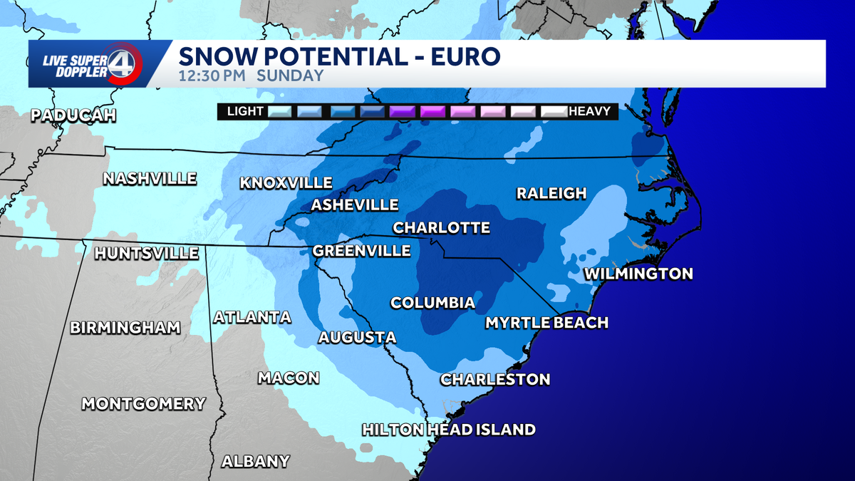 Chances for snow in South Carolina this weekend