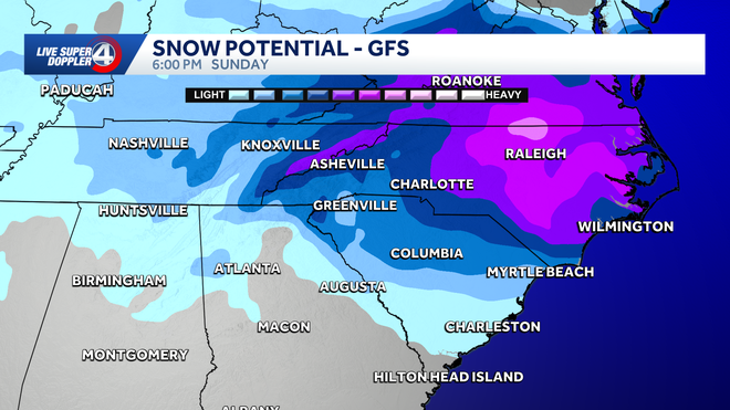 Chances for snow in South Carolina this weekend