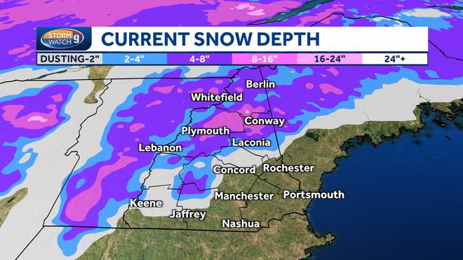 Current snow depths in NH