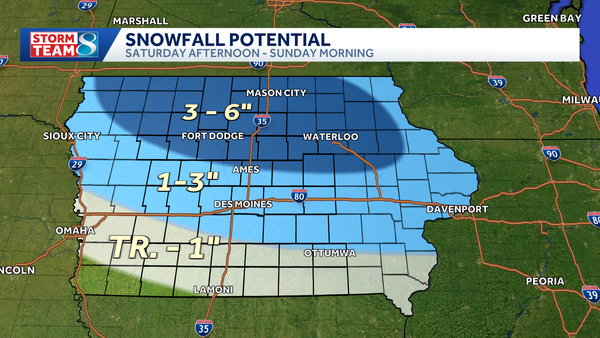 iowa snow forecast for saturday afternoon and overnight.﻿