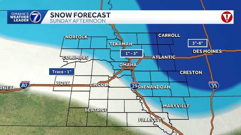 Strong winds, snow chances Sunday for Omaha area