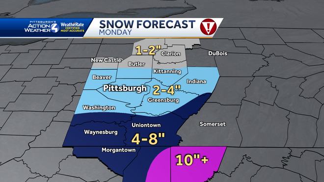Cold weekend for western PA; Alert Day Monday for snow