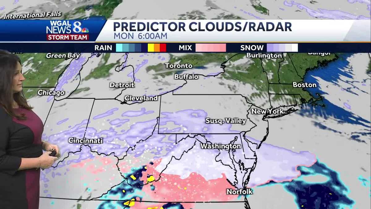 Winter storm Hourbyhour snow forecast for SouthCentral PA