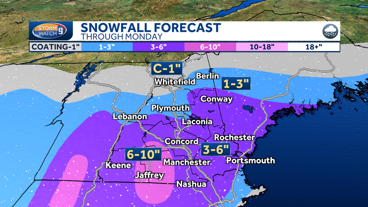 About 6-10 inches of snow projected