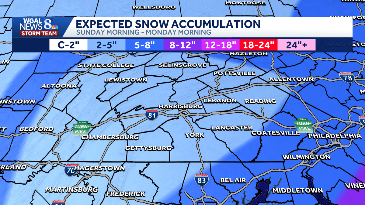 LATEST TOTALS: Weekend storm to bring snow to south-central Pennsylvania