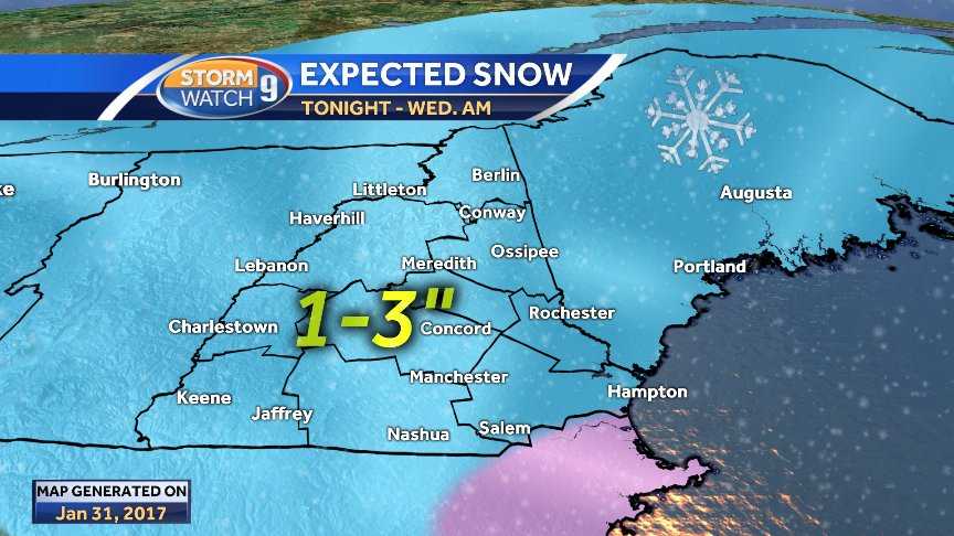 Snow to move into NH Tuesday night