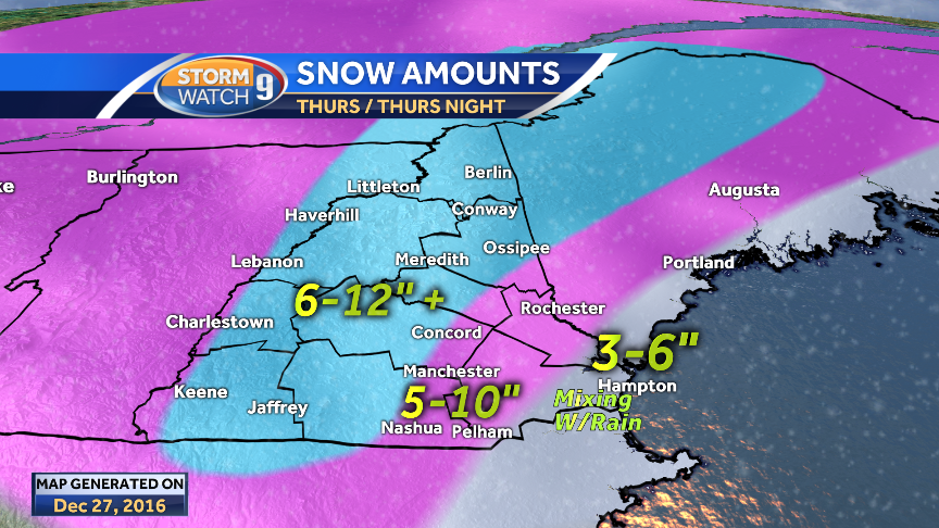 More than 6 inches of snow possible for many on Thursday