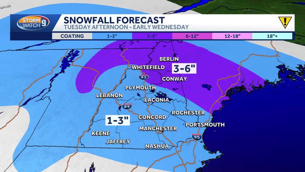 Snow to move through New Hampshire Tuesday afternoon, evening ahead of Christmas