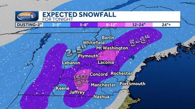Wmur Weather Snow Map New Hampshire Snow Projections For March 23-24, 2020