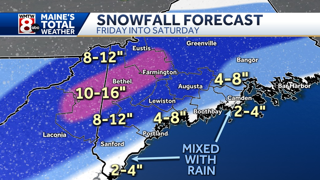 Le Maine recevra un avertissement de tempête hivernale pour de fortes chutes de neige
