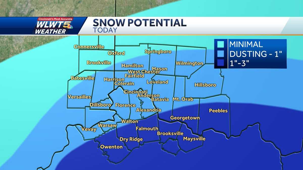 How much snow to expect in Cincinnati, Ohio, Kentucky Wednesday